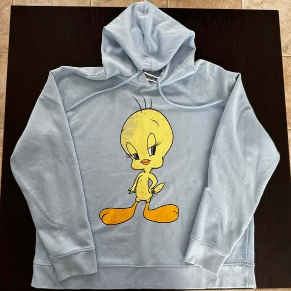 Looney Tunes Tweety Bird Light Blue Graphic Hoodie XL Warner Bros Cozy Relaxed - Picture 2 of 5